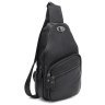 Мужская сумка-слинг среднего размера из фактурной кожи в черном цвете Keizer 71672 - 1