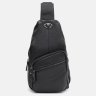 Мужская сумка-слинг среднего размера из фактурной кожи в черном цвете Keizer 71672 - 2
