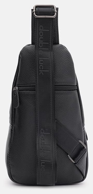 Мужская сумка-слинг среднего размера из фактурной кожи в черном цвете Keizer 71672