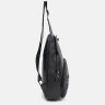 Мужская сумка-слинг среднего размера из фактурной кожи в черном цвете Keizer 71672 - 4
