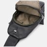 Мужская сумка-слинг среднего размера из фактурной кожи в черном цвете Keizer 71672 - 5