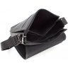 Повседневная мужская кожаная сумка на плечо черного цвета с клапаном - H.T Leather (19462) - 7
