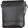 Черная мужская сумка из натуральной кожи флотар с навесным клапаном на магнитах SHVIGEL (00860) - 1