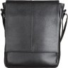 Черная мужская сумка из натуральной кожи флотар с навесным клапаном на магнитах SHVIGEL (00860) - 2