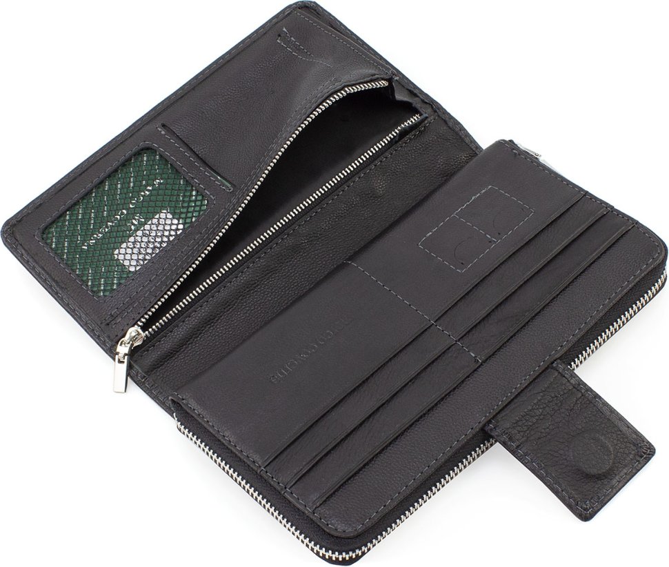 Повседневный кошелек на молнии с блоком под много карточек MC Leather (17426)
