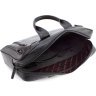 Добротная мужская сумка-портфель из натуральной кожи черного цвета на молнии KARYA (10267) - 7