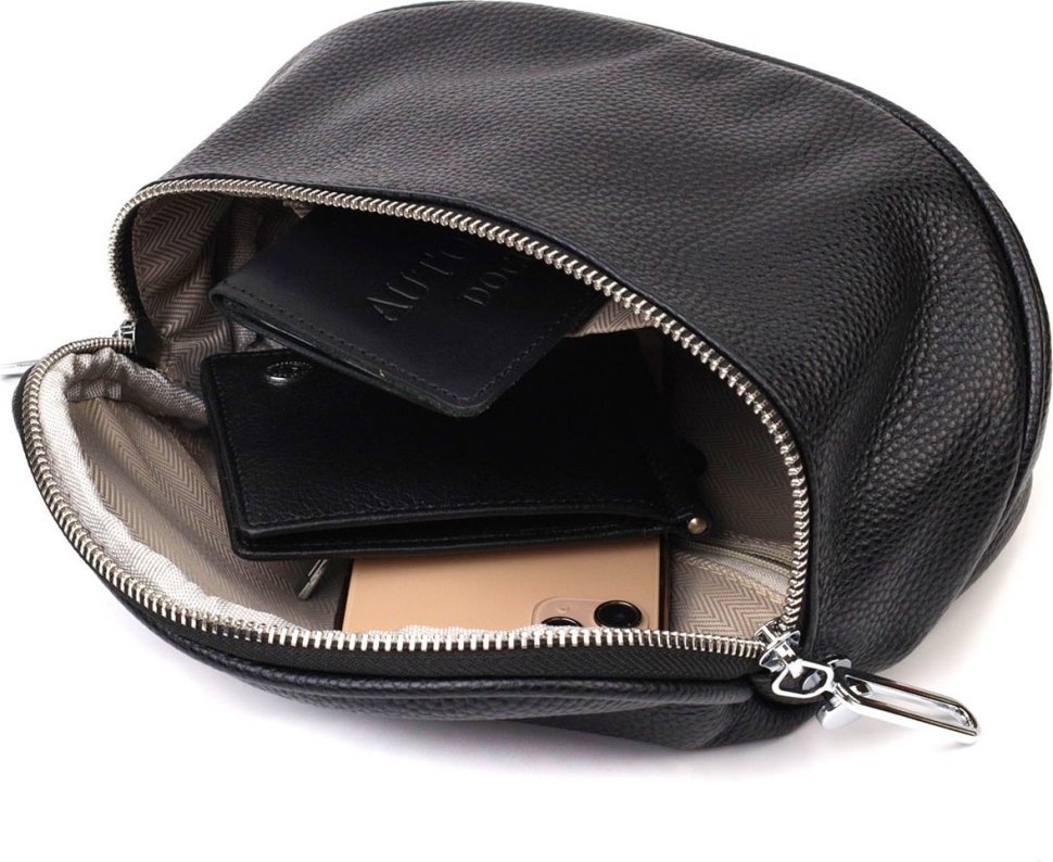 Оригинальная женская сумка через плечо из натуральной черной кожи Vintage (2422122)