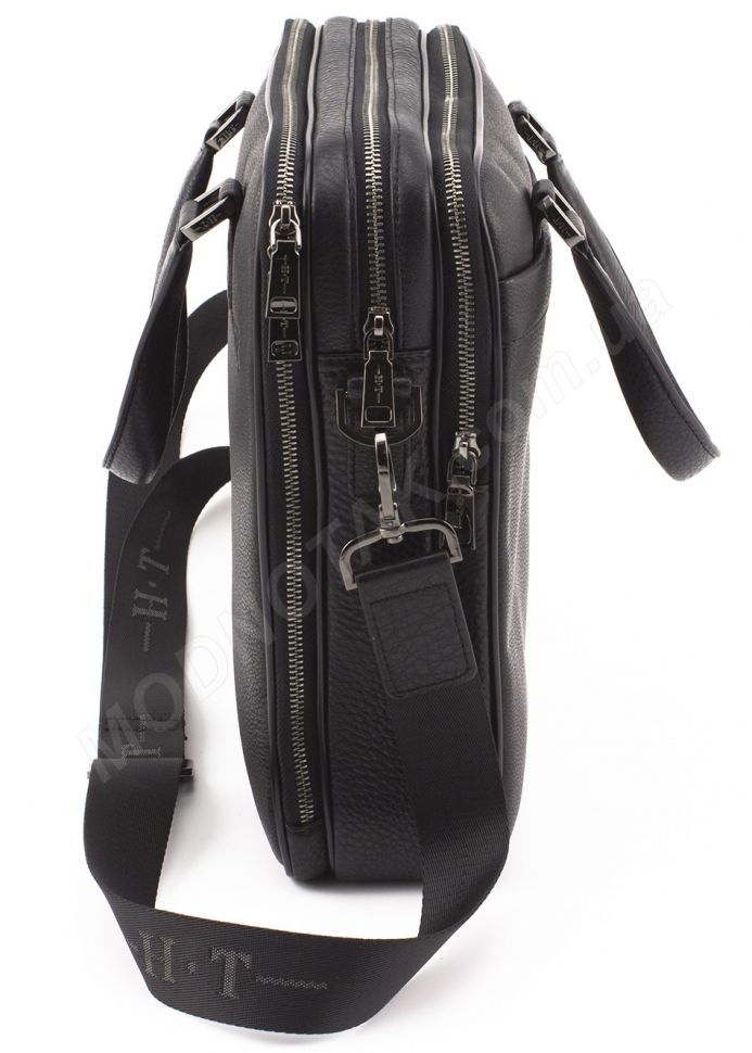 Вертикальная мужская кожаная сумка делового стиля (вмещает А4) H.T Leather (10348)