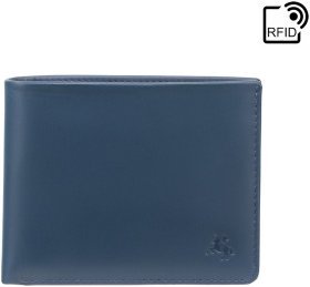 Синее мужское портмоне из натуральной кожи высокого качества с RFID - Visconti 69072
