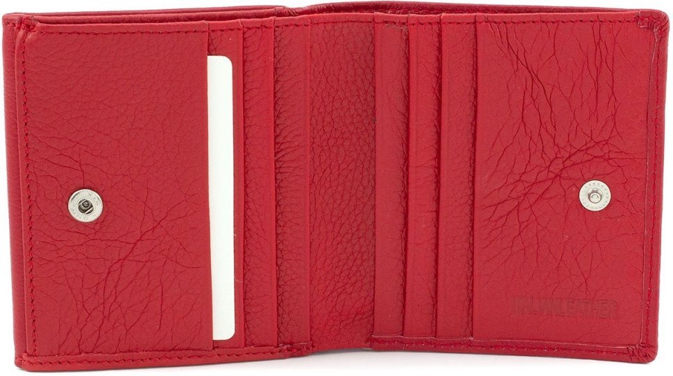 Тонкий женский маленький кошелек красного цвета с монетницей ST Leather (15321)