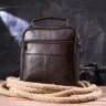 Практичная мужская сумка-барсетка из натуральной кожи коричневого цвета Vintage (2421274) - 7