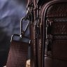 Практичная мужская сумка-барсетка из натуральной кожи коричневого цвета Vintage (2421274) - 8