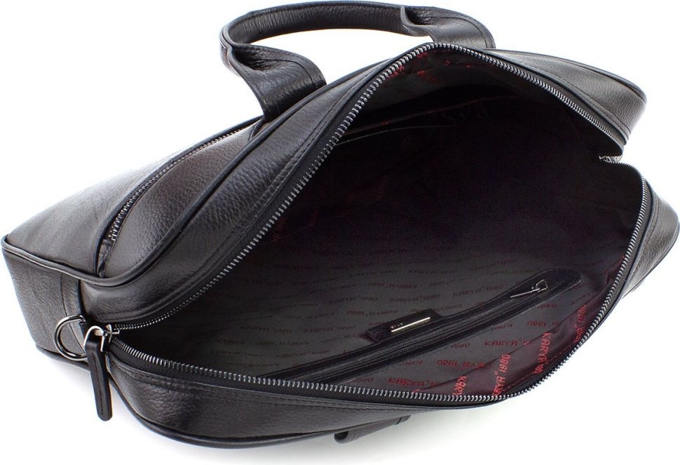 Мужская кожаная сумка-портфель черного цвета от турецкого бренда KARYA (103173)