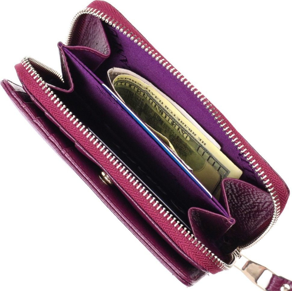 Фиолетовый женский кошелек среднего размера из натуральной зернистой кожи CANPELLINI (2421909)