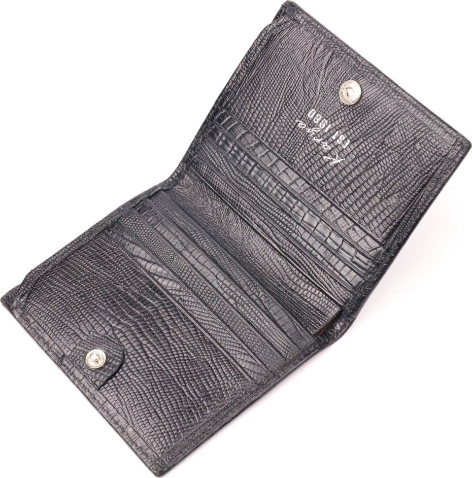 Мужской кошелек из натуральной кожи с фактурой под рептилию на кнопке KARYA (2421059)