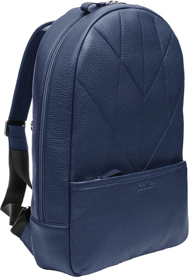 Синий рюкзак из фактурной кожи на одну молнию Issa Hara (21152)