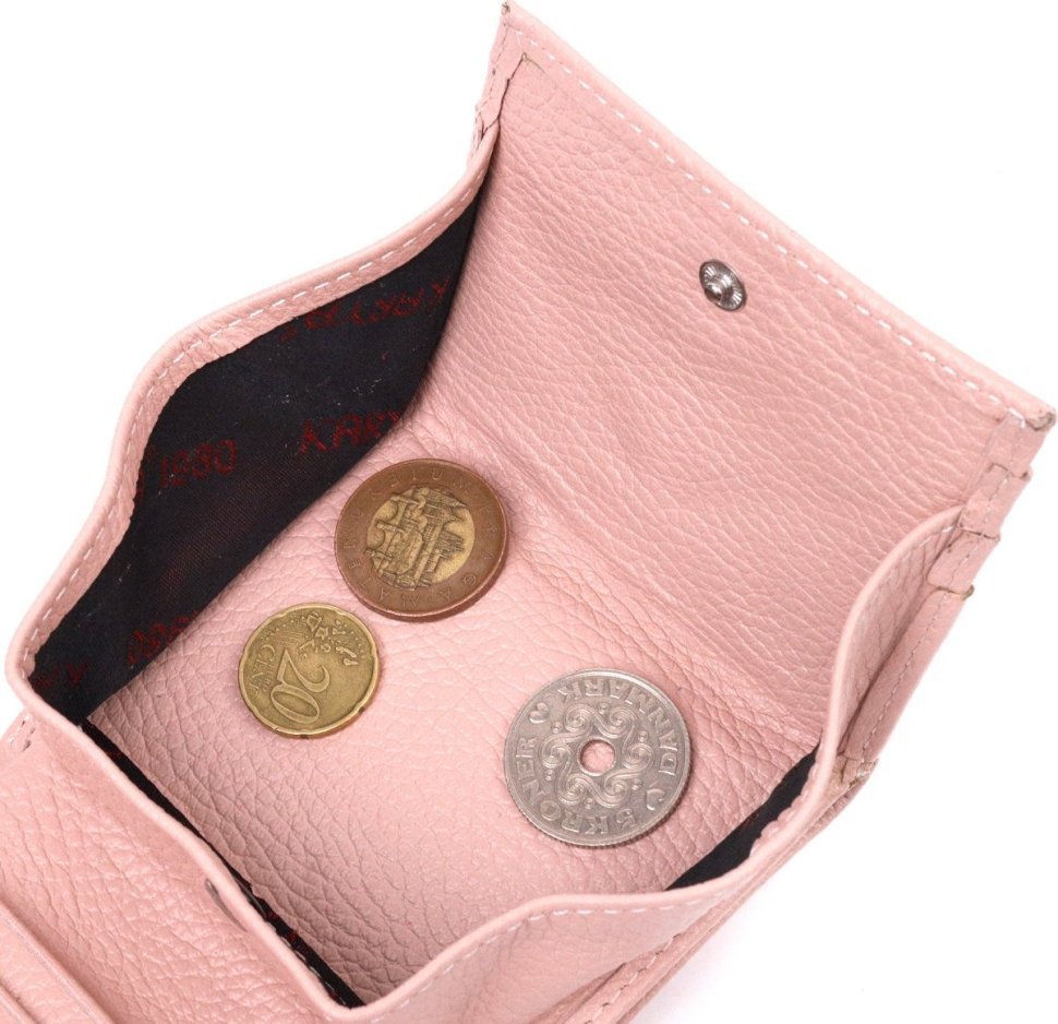 Пудровый женский кожаный кошелек с монетницей KARYA (2421375)