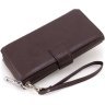 Вместительный коричневый кошелек-клатч из натуральной кожи на запястье ST Leather 1767373 - 4