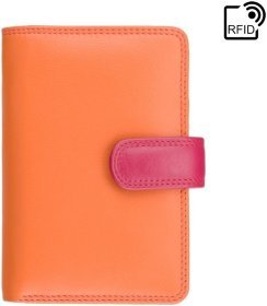 Оранжевый женский кошелек из натуральной кожи с хлястиком на кнопке Visconti Fiji 69273