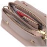 Женская плечевая сумка из натуральной кожи бежевого цвета с клапаном на магнитах Vintage 2422337 - 6