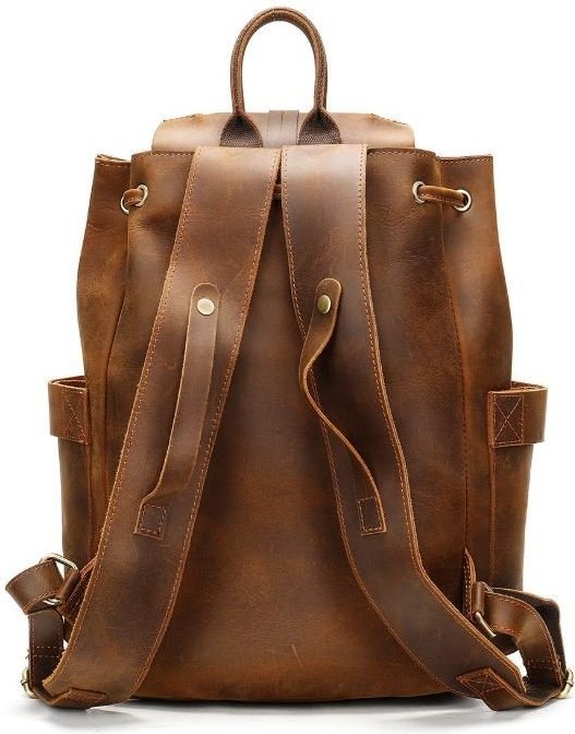 Оригинальный рюкзак из кожи Crazy Horse с карманами VINTAGE STYLE (14888)