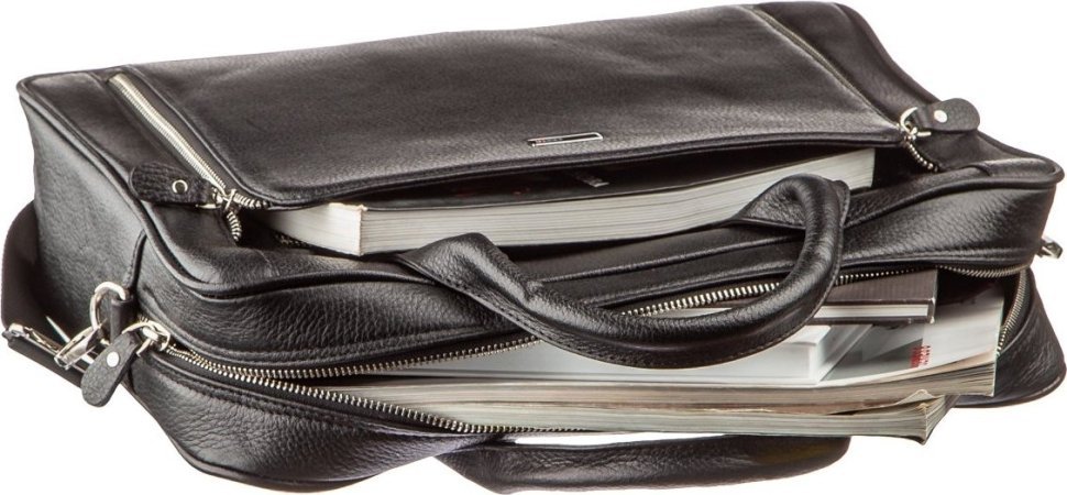 Деловая мужская сумка-портфель из натуральной кожи черного цвета KARYA (2417284) 