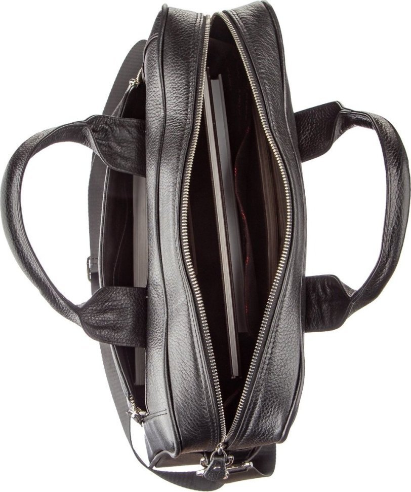 Деловая мужская сумка-портфель из натуральной кожи черного цвета KARYA (2417284) 