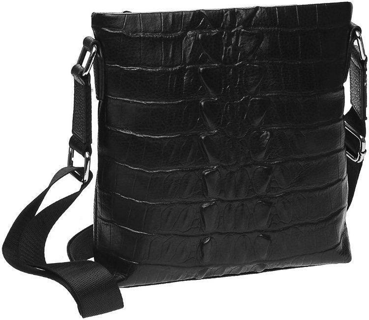 Мужская кожаная сумка-планшет с фактурой под крокодила Keizer 66174