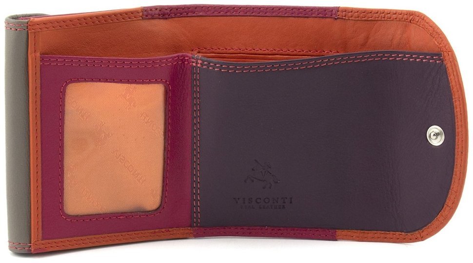 Разноцветный женский кошелек маленького размера из натуральной кожи с RFID - Visconti Zanzibar 69174
