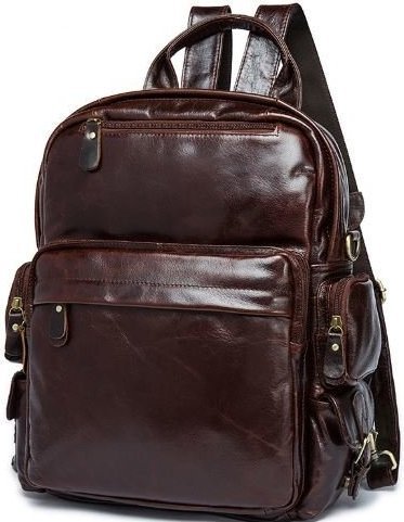 Кожаная сумка - рюкзак трансформер с карманами VINTAGE STYLE (14889)