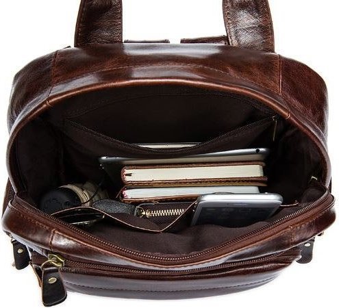 Кожаная сумка - рюкзак трансформер с карманами VINTAGE STYLE (14889)