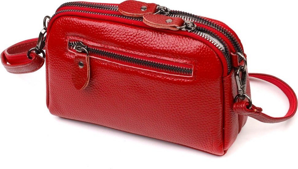 Красная женская сумка-клатч маленького размера из натуральной кожи Vintage (2422125)