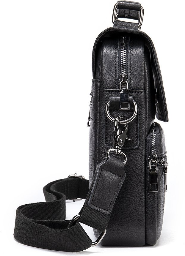 Черная вертикальная мужская сумка-барсетка из натуральной кожи Vintage (20367)