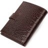 Коричневый мужской бумажник среднего размера из натуральной кожи с тиснением под крокодила BOND (2422058) - 2