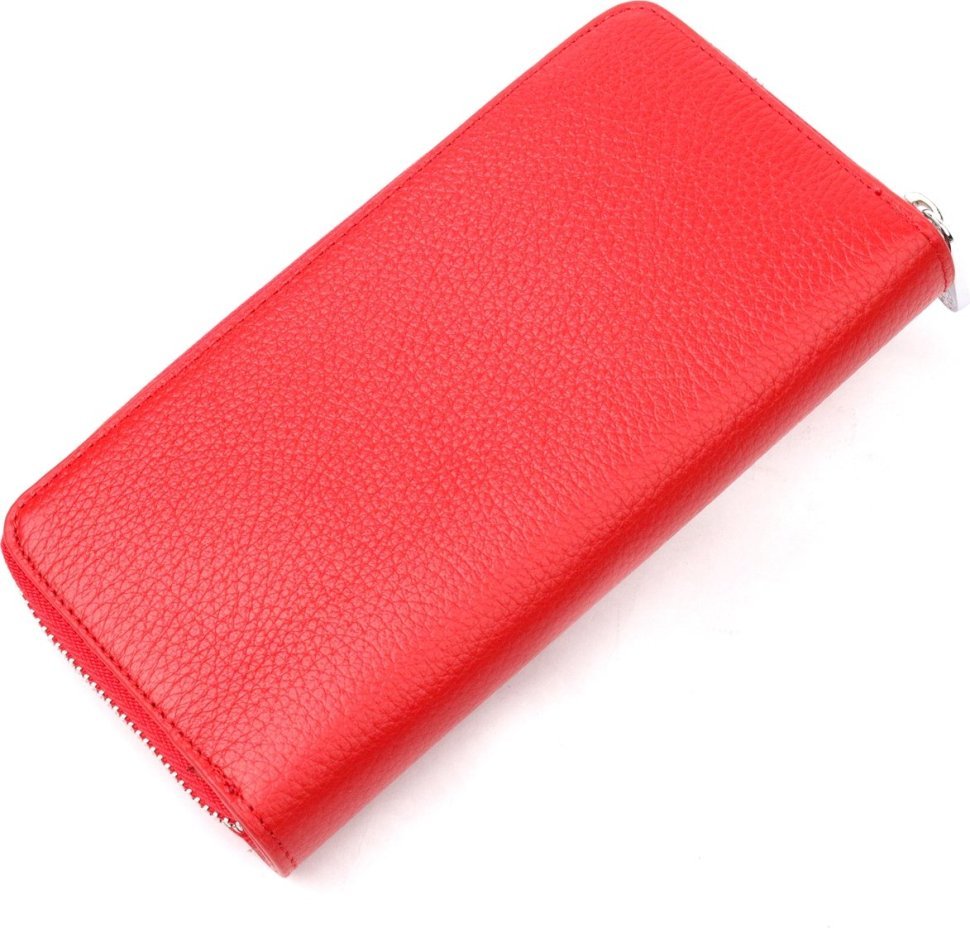 Яркий вместительный кожаный женский кошелек красного цвета KARYA (2421161)