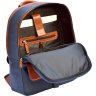 Городской рюкзак из комбинированной кожи рыжего и синего цвета Issa Hara (21150) - 5