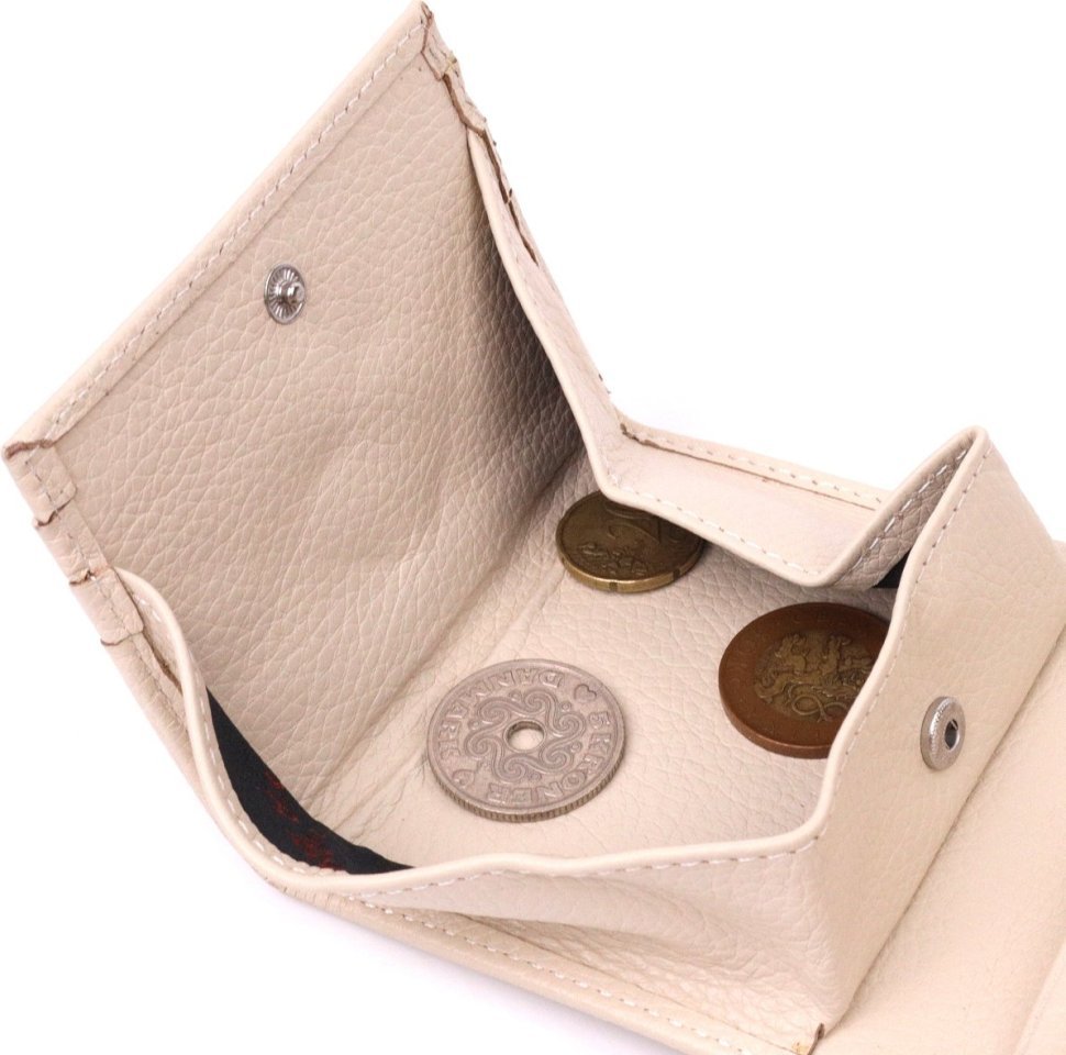 Светло-бежевый женский кошелек из натуральной кожи с монетницей KARYA (2421377)