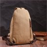 Средняя мужская сумка-рюкзак из плотного текстиля песочного цвета Vintagе 2422178 - 8