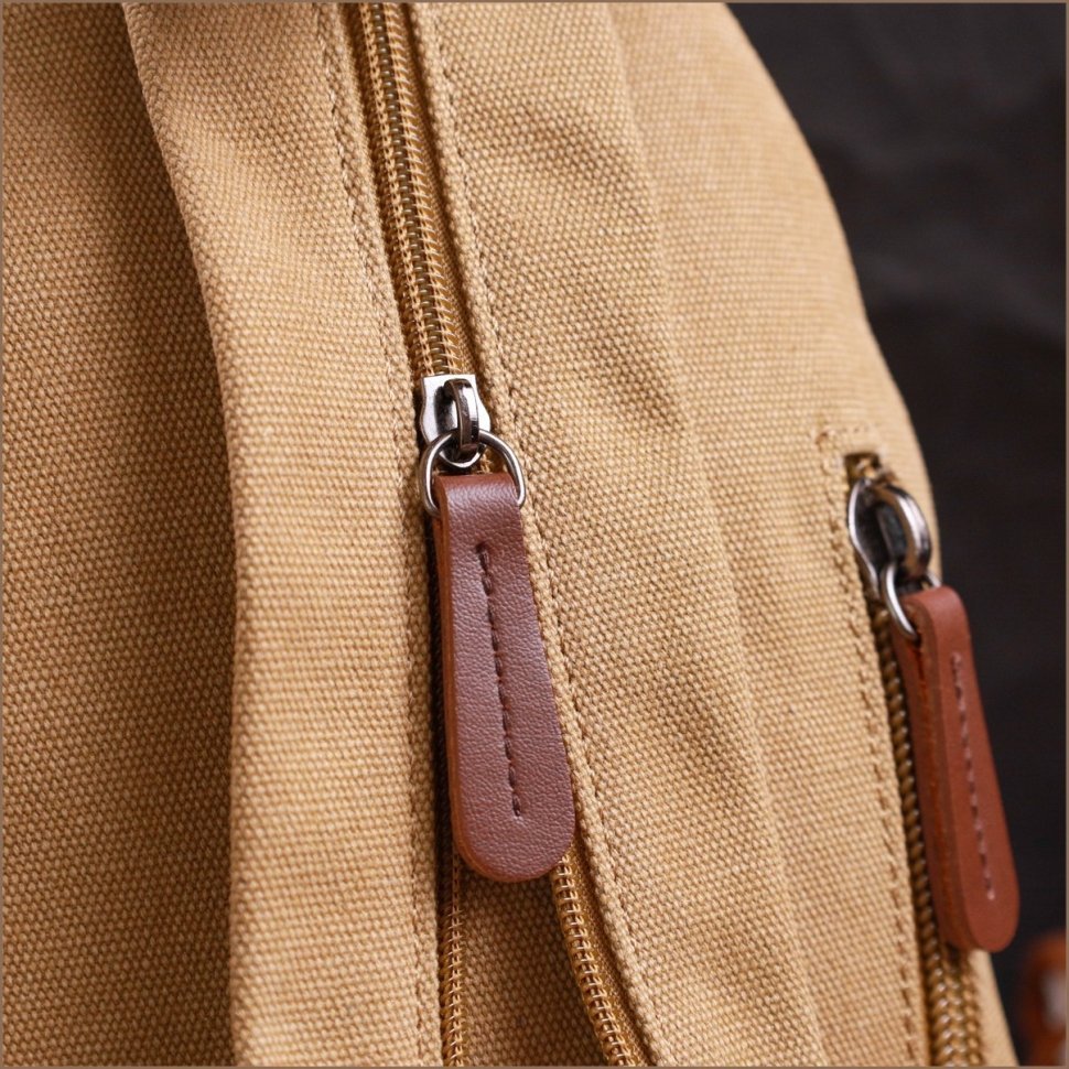 Средняя мужская сумка-рюкзак из плотного текстиля песочного цвета Vintagе 2422178