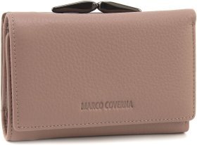 Женский кожаный кошелек пудрового цвета с монетницей Marco Coverna 68675