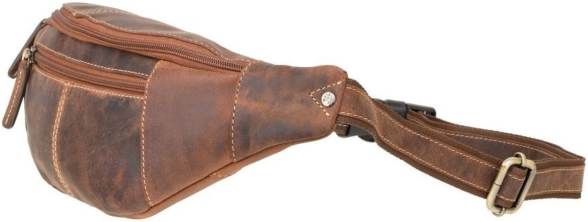 Светло-коричневая мужская сумка-бананка из натуральной кожи Crazy Horse - Visconti Bumbag Large 68975