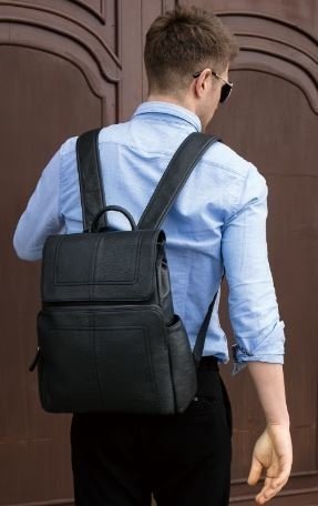 Универсальный кожаный рюкзак с карманом для ноутбука VINTAGE STYLE (14891)