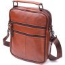 Кожаная мужская сумка-барсетка рыжего цвета с ручкой Vintage (2421277) - 2