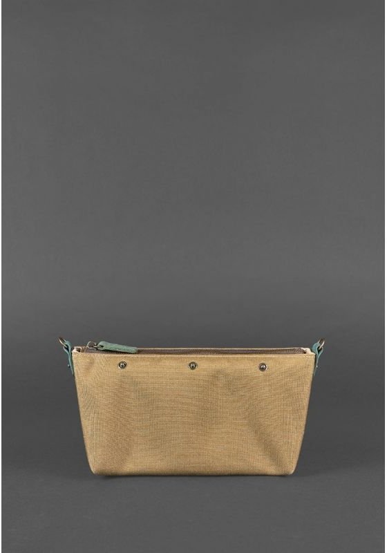 Плетеная сумка через плечо из натуральной кожи зеленого цвета BlankNote Пазл S (12749)