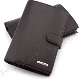 Мужской кожаный бумажник под деньги, паспорт и много карточек - Karya (0498-45)