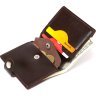 Гладкое коричневое мужское портмоне из натуральной кожи с карманом под монеты Shvigel (2416485) - 5