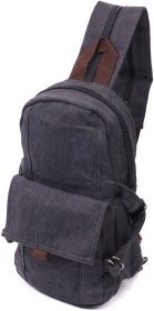 Черный мужской текстильный слинг-рюкзак в стиле милитари Vintagе 2422179