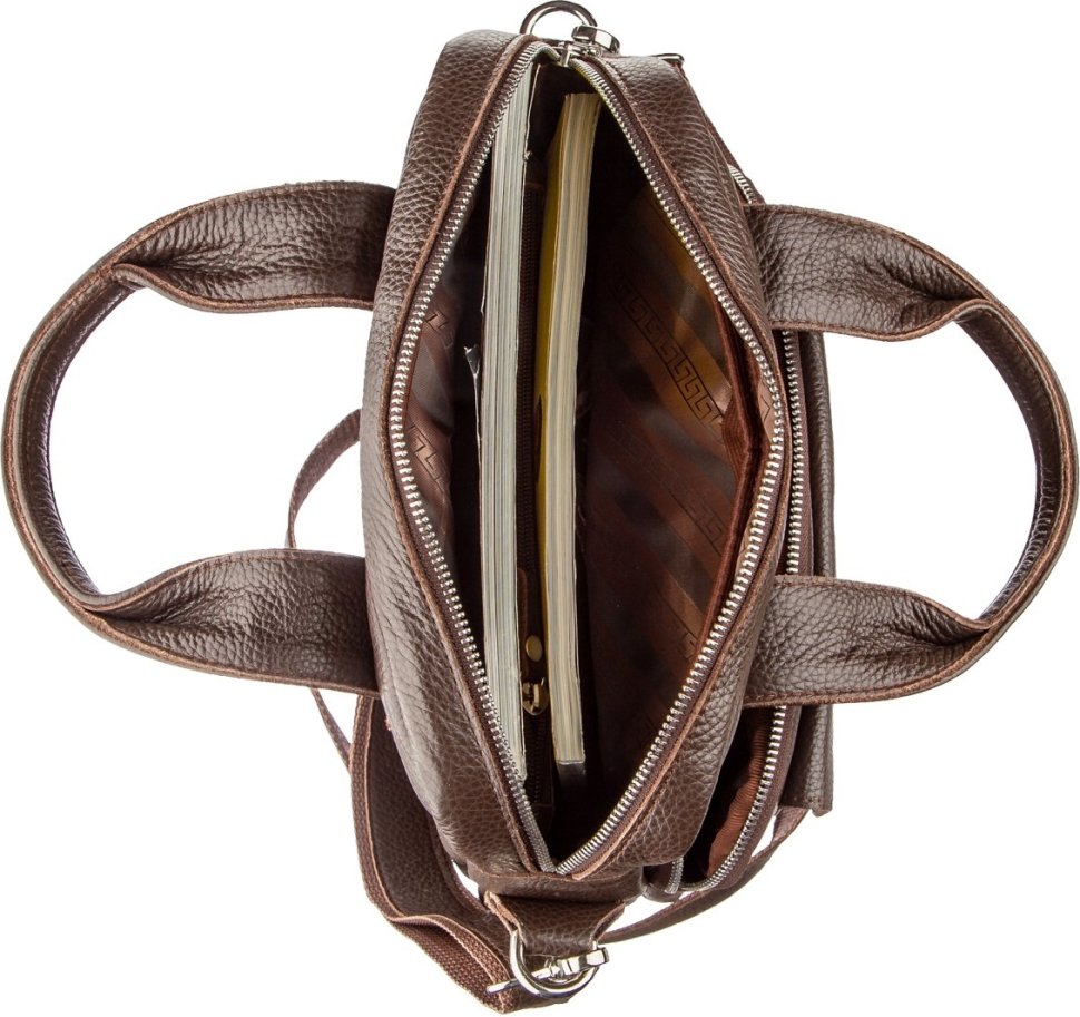 Мужская коричневая сумка из натуральной кожи большого размера SHVIGEL (11168)