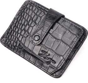 Черный кожаный картхолдер с тиснением под крокодила KARYA (2420963)