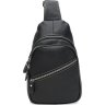 Черная мужская сумка-слинг из износостойкой кожи на молниевой застежке Keizer (21411) - 1